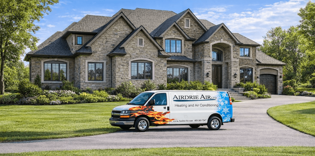 Airdrie Air Van Parked Outside a Beautiful Home