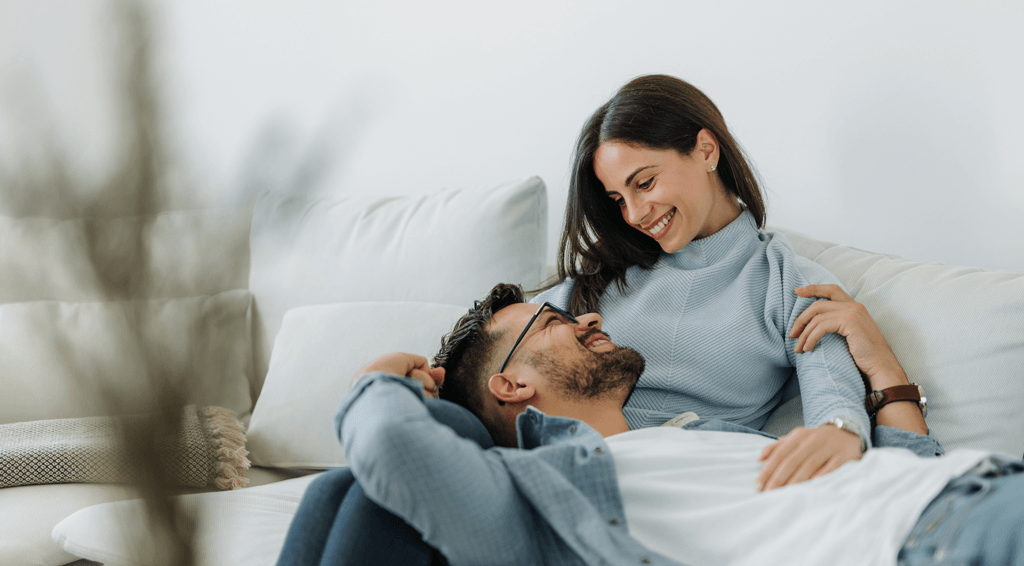 A Happy Couple in Their Living Room
