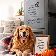 A Dog Snuggled Up by a Furnace